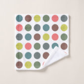 かわいいカラフル70sパターン水玉模様 バスタオルセット (ウォッシュタオル)