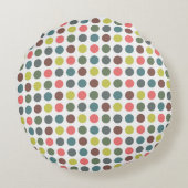 かわいいカラフル70sパターン水玉模様 ラウンドクッション (裏面)