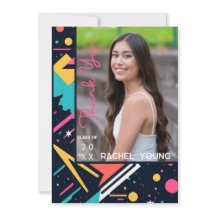 かわいいカラフル80sレトロ明るい卒業