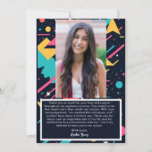 かわいいカラフル80sレトロ明るい卒業 サンキューカード (裏面)