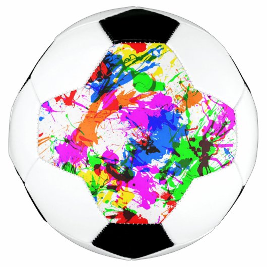 かわいいカラフル（ばちゃばちゃ）跳ねるデザイン サッカーボール (正面)