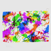 かわいいカラフル（ばちゃばちゃ）跳ねる絵を描デザイン ゴルフタオル (横)