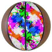 かわいいカラフル（ばちゃばちゃ）跳ねる絵を描デザイン バスケットボール (縦)