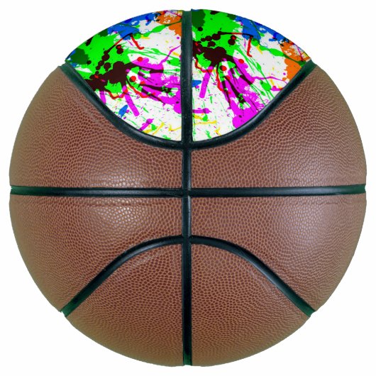 かわいいカラフル（ばちゃばちゃ）跳ねる絵を描デザイン バスケットボール (右)