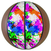 かわいいカラフル（ばちゃばちゃ）跳ねる絵を描デザイン バスケットボール (縦)