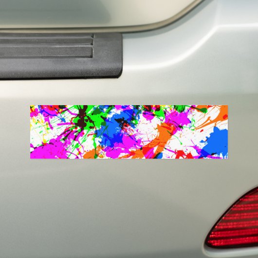 かわいいカラフル（ばちゃばちゃ）跳ねる絵を描デザイン バンパーステッカー (車上)
