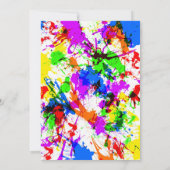 かわいいカラフル（ばちゃばちゃ）跳ねる絵を描卒業パーティー 招待状 (裏面)