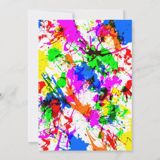 かわいいカラフル(ばちゃばちゃ)跳ねる絵を描卒業パーティー 招待状 (裏面)