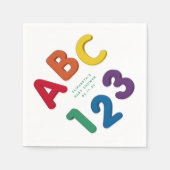 かわいいカラフルABC 123ニュートラルベビーシャワー スタンダードカクテルナプキン (正面)