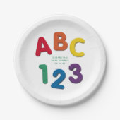 かわいいカラフルABC 123ニュートラルベビーシャワー ペーパープレート (正面)
