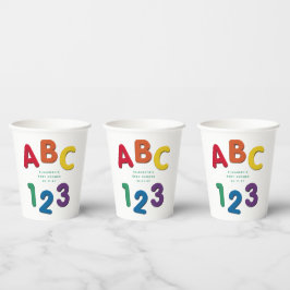 かわいいカラフルABC 123ニュートラルベビーシャワー 紙コップ