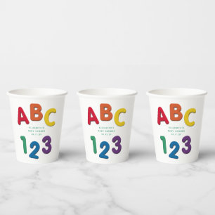 かわいいカラフルABC 123ニュートラルベビーシャワー 紙コップ