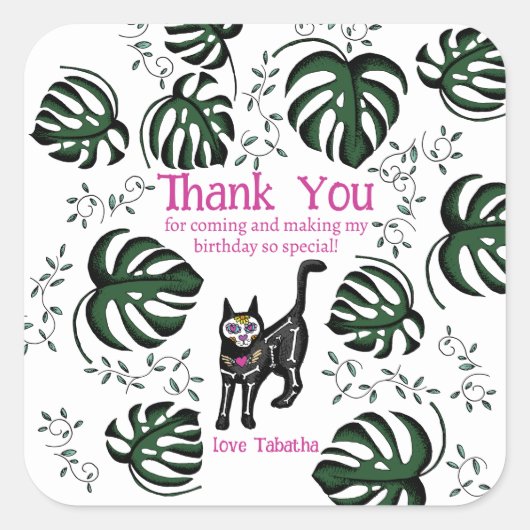 かわいいカラベラキャッツ子供の誕生日パーティーの好意 スクエアシール (正面)