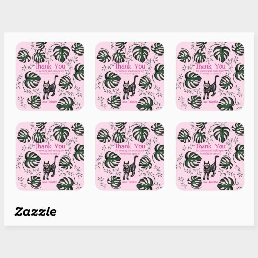 かわいいカラベラキャッツ子供の誕生日パーティーの好意 スクエアシール (シート)