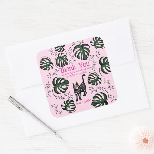 かわいいカラベラキャッツ子供の誕生日パーティーの好意 スクエアシール (封筒)