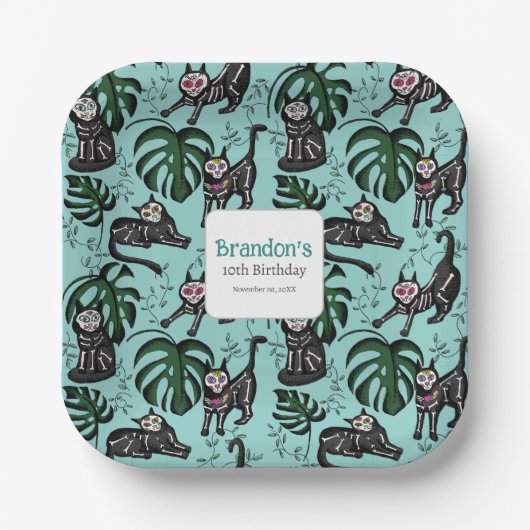 かわいいカラベラ猫子供の誕生日パーティー用品 ペーパープレート (正面)