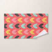 かわいいカラーフバレンタインのハートパターン バスタオルセット (ハンドタオル)