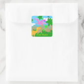 かわいいカラーマンガ恐竜の名前ステッカー スクエアシール (バッグ)