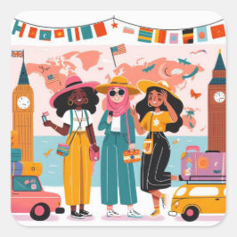 かわいいカラー旅行 スクエアシール