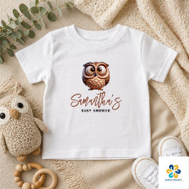 かわいいカリカチュアフクロウのベビーボーイシャワー ベビーTシャツ