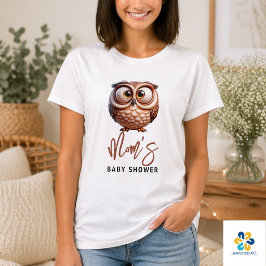 かわいいカリカチュアフクロウのベビーボーイシャワー Tシャツ