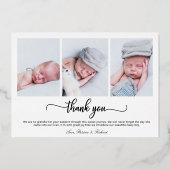 かわいいカリグラフィー写真出生発表カード 箔招待状 (裏面)