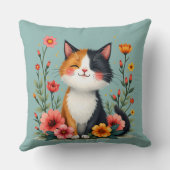 かわいいカリコキャットウィズフローラコテージコアエステティック クッション (裏面)