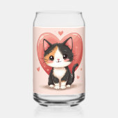 かわいいカリコキャットハートかわいいバレンタインアート ガラス缶 (正面)
