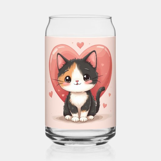かわいいカリコキャットハートかわいいバレンタインアート ガラス缶 (裏面)