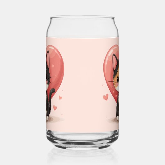 かわいいカリコキャットハートかわいいバレンタインアート ガラス缶 (右)