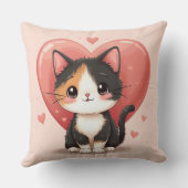 かわいいカリコキャットハートかわいいバレンタインアート クッション (裏面)