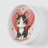 かわいいカリコキャットハートかわいいバレンタインアート 壁時計 (傾斜)