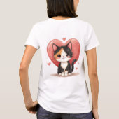 かわいいカリコキャットハートかわいいバレンタインアート Tシャツ (裏面)