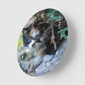 かわいいカリコ子猫の写真 ラウンド壁時計 (傾斜)