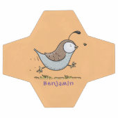 かわいいカリフォルニアのウズラの漫画イラスト サッカーボール (フラット)