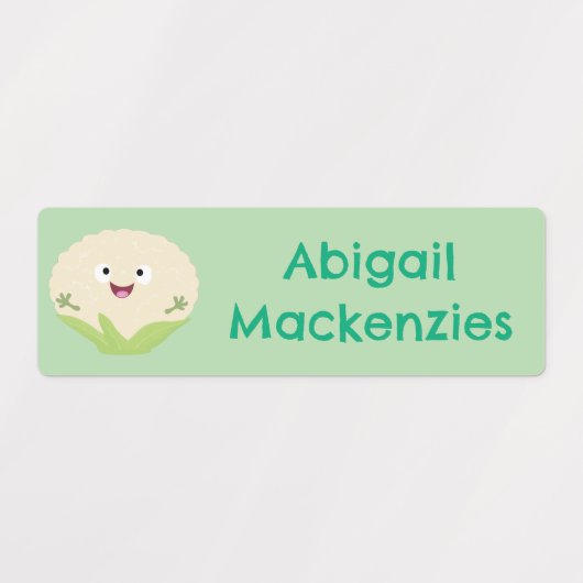 かわいいカリフラワーの野菜の漫画パーソナライズされた ラベル (デザイン2)