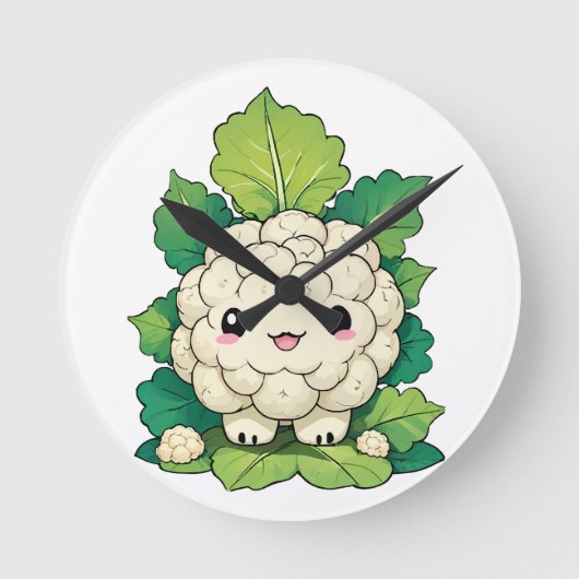 かわいいカリフラワー ラウンド壁時計 (正面)
