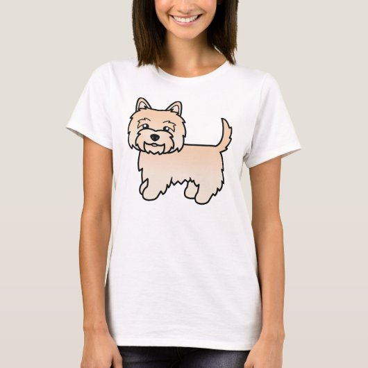 かわいいカルトゥーンのクリームケアン・テリア Tシャツ (正面)