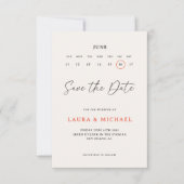 かわいいカレンダー写真で日付を保存 招待状 (正面)