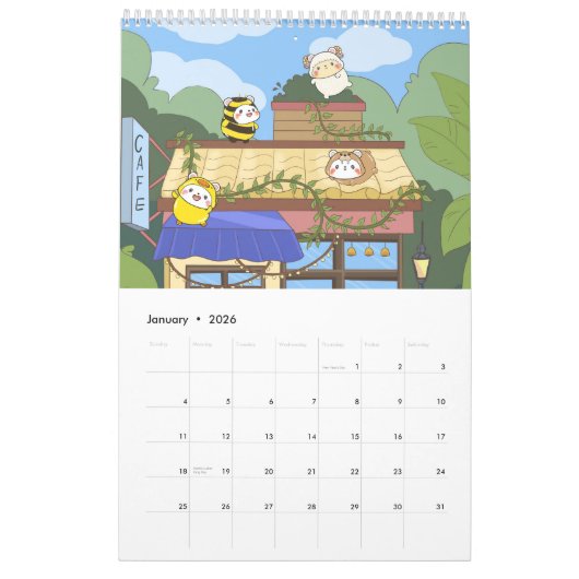 かわいいカレンダー カレンダー (1月 2026)