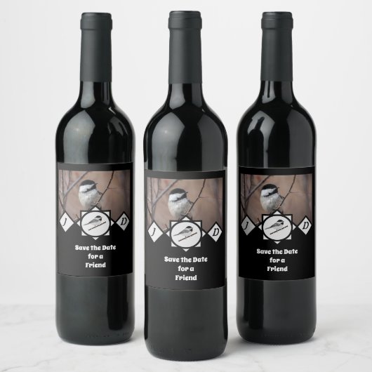 かわいいカロライナ《鳥》アメリカゴガラモノグラム写真 ワインラベル (ボトル)