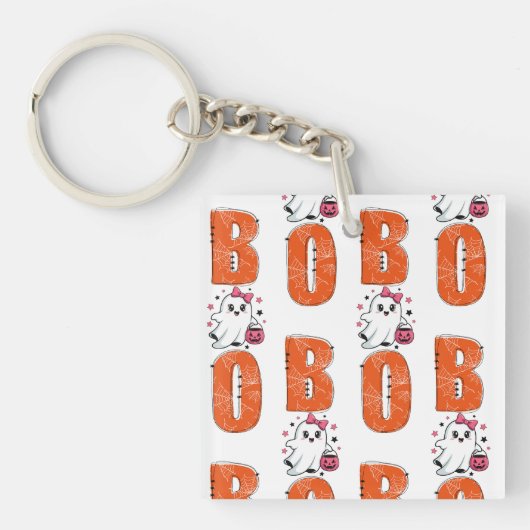かわいいカワイイお化けの「ブー」ハロウィンデザイン キーホルダー (正面)