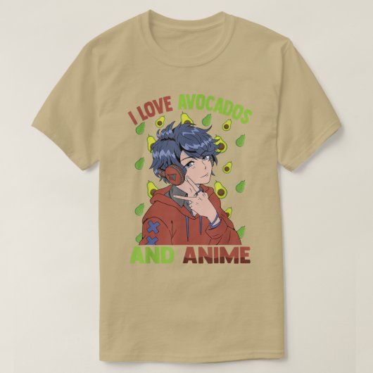 かわいいカワイイはアボカドとアニメおたく男が大好き Tシャツ (デザイン正面)