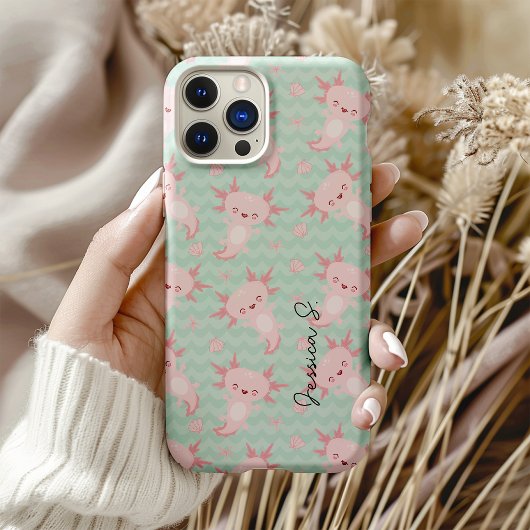 かわいいカワイイアホロトル柄 iPhoneケース