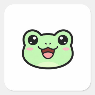 かわいいカワイイイラストの幸せなカエル スクエアシール