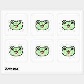 かわいいカワイイイラストの幸せなカエル スクエアシール (シート)