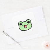 かわいいカワイイイラストの幸せなカエル スクエアシール (封筒)