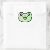 かわいいカワイイイラストの幸せなカエル スクエアシール (バッグ)