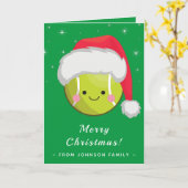 かわいいカワイイサンタテニスボールクリスマススパークル カード (黄色い花)