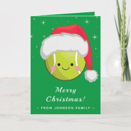 かわいいカワイイサンタテニスボールクリスマススパークル カード
